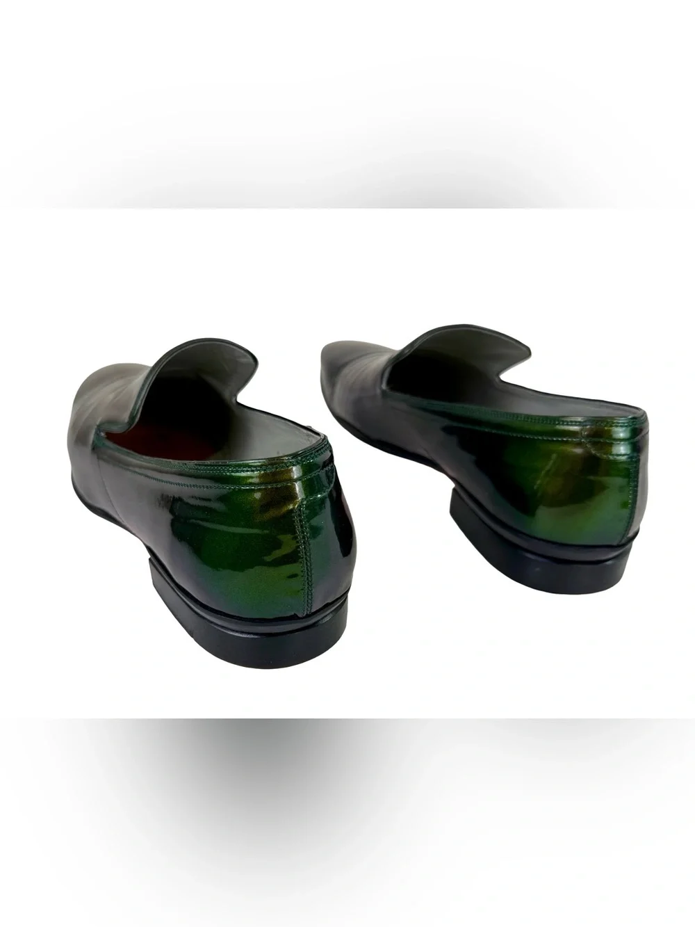 ALEXANDER MCQUEEN SLIP-ON LOAFERS IN METALLIC GREEN PATENT LEATHER